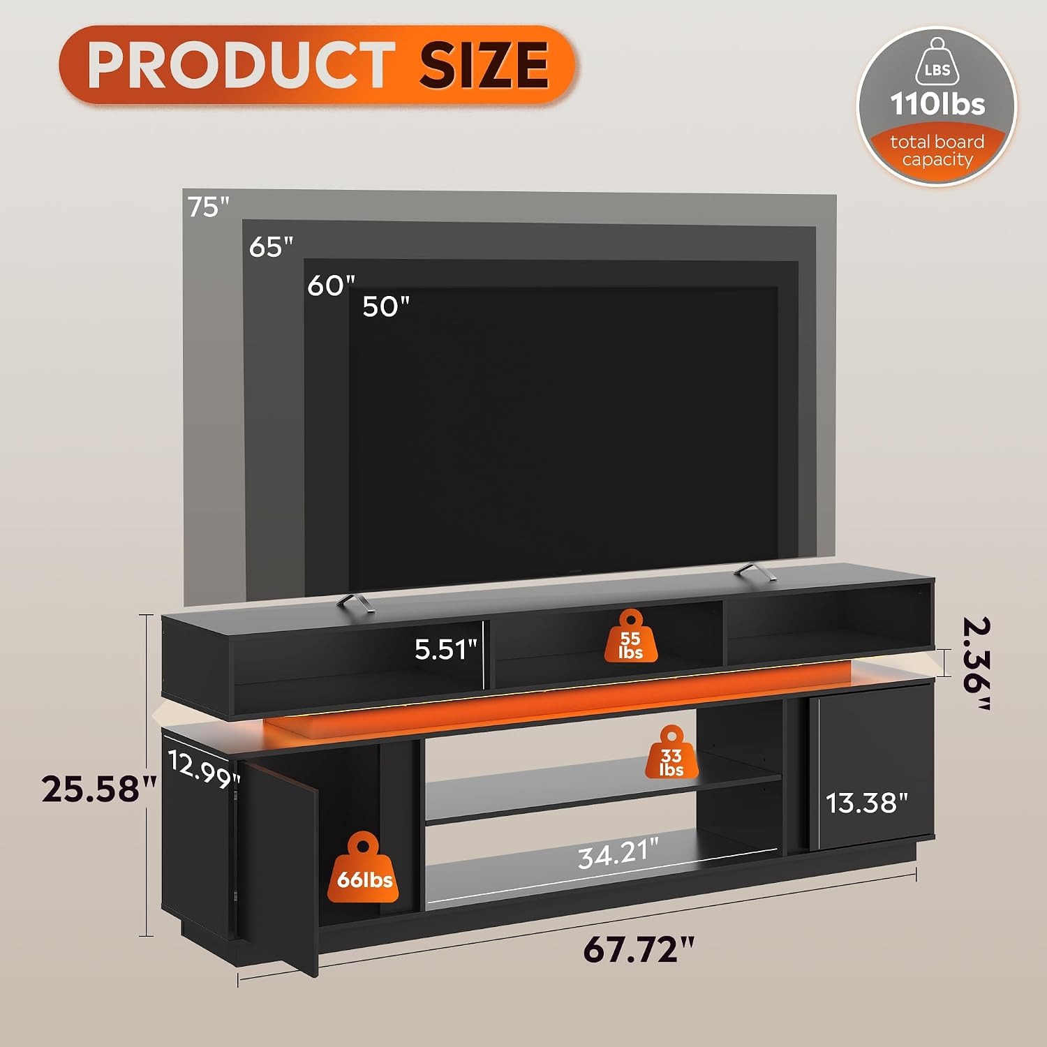 Modern TV Stand for 75 Inch TV - Gaming Console Entertainment Center ulasan dan harga