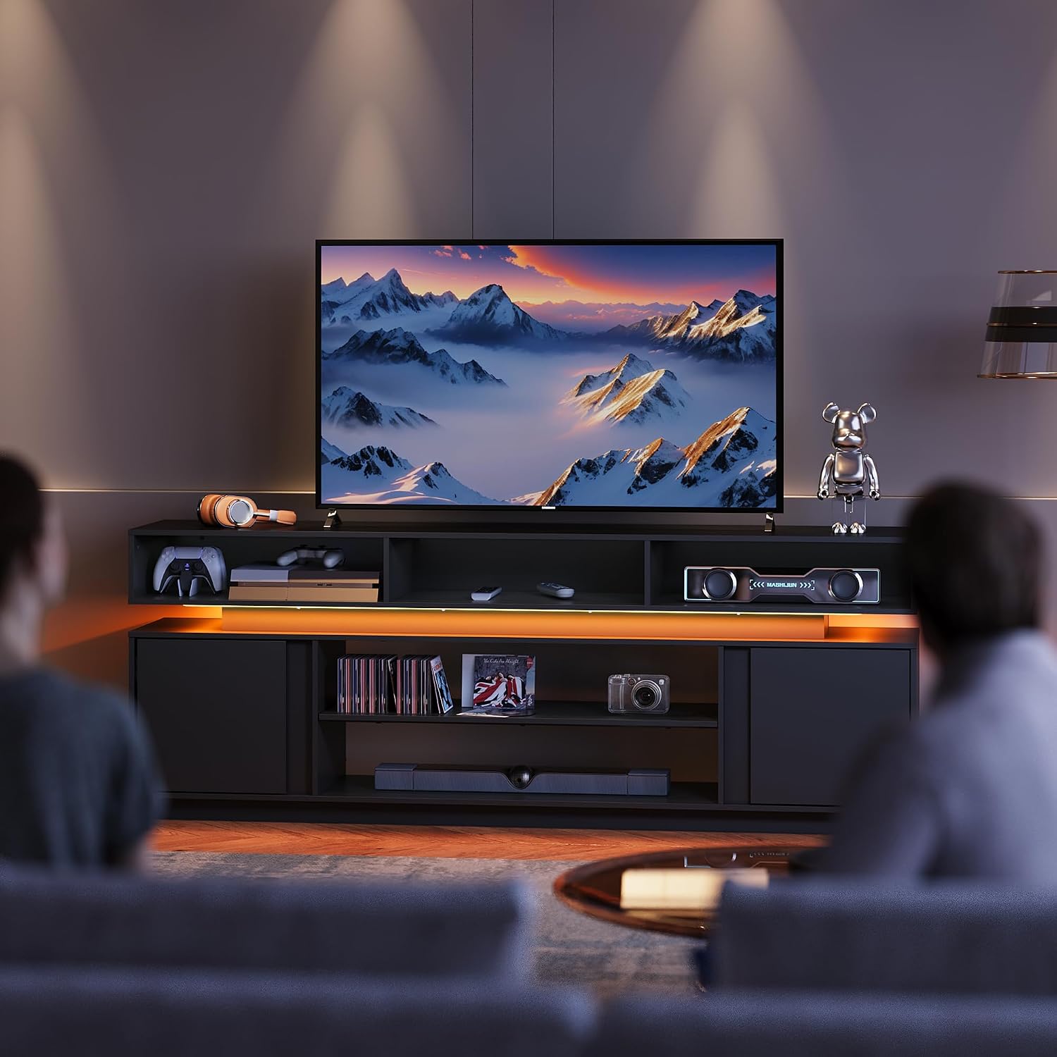 Modern TV Stand 75 Inch Entert - Gaming Console Entertainment Center ulasan dan harga