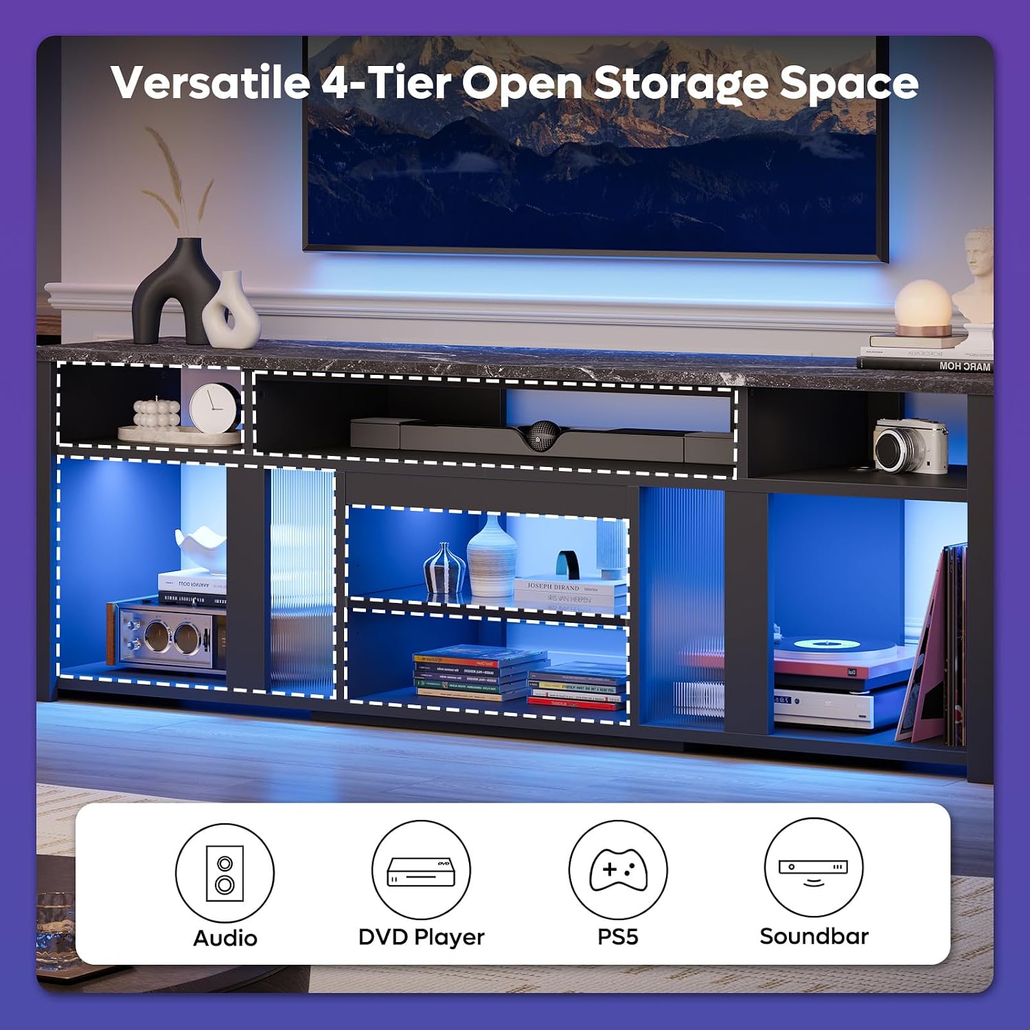 80 Inch TV Stand Entertainment - Gaming Console Entertainment Center ulasan dan harga