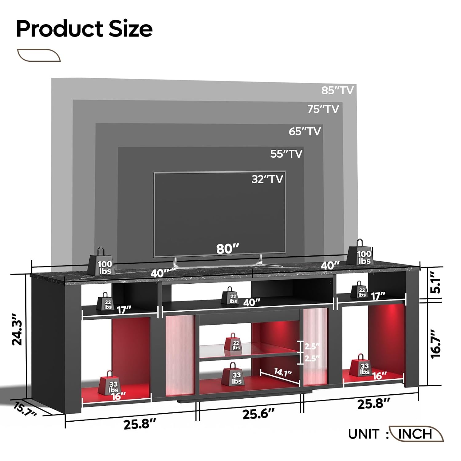 80 Inch TV Stand for 85 Inch T - Gaming Console Entertainment Center ulasan dan harga