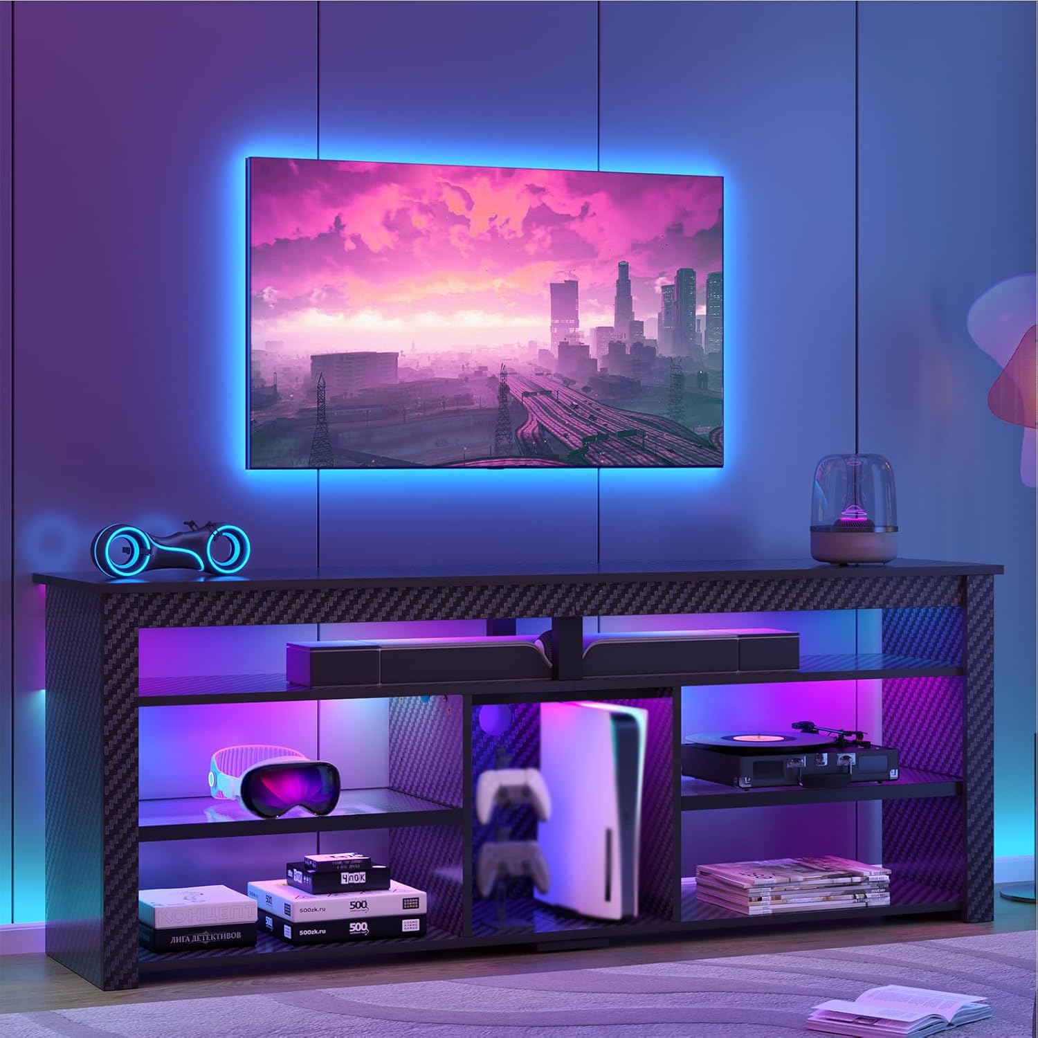 TV Stand for 70 inch TV, Tall  - Gaming Console Entertainment Center ulasan dan harga