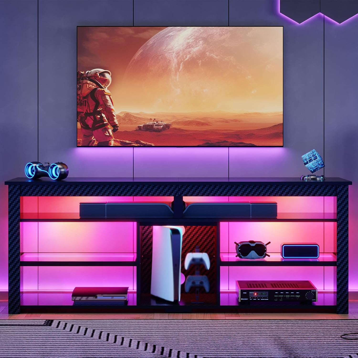 TV Stand for 70 inch TV, Tall  - Gaming Console Entertainment Center ulasan dan harga