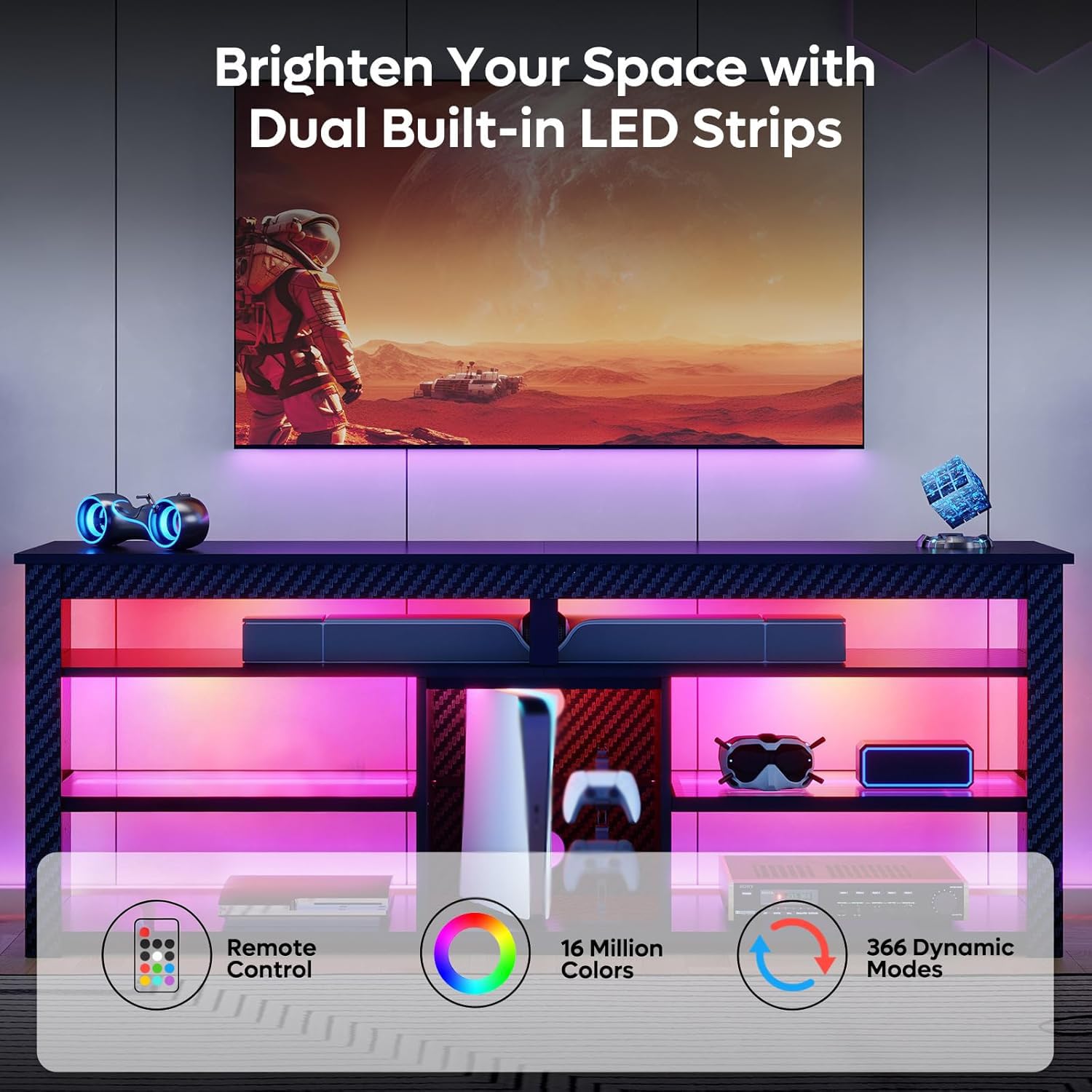 TV Stand for 70 inch TV, Tall  - Gaming Console Entertainment Center ulasan dan harga