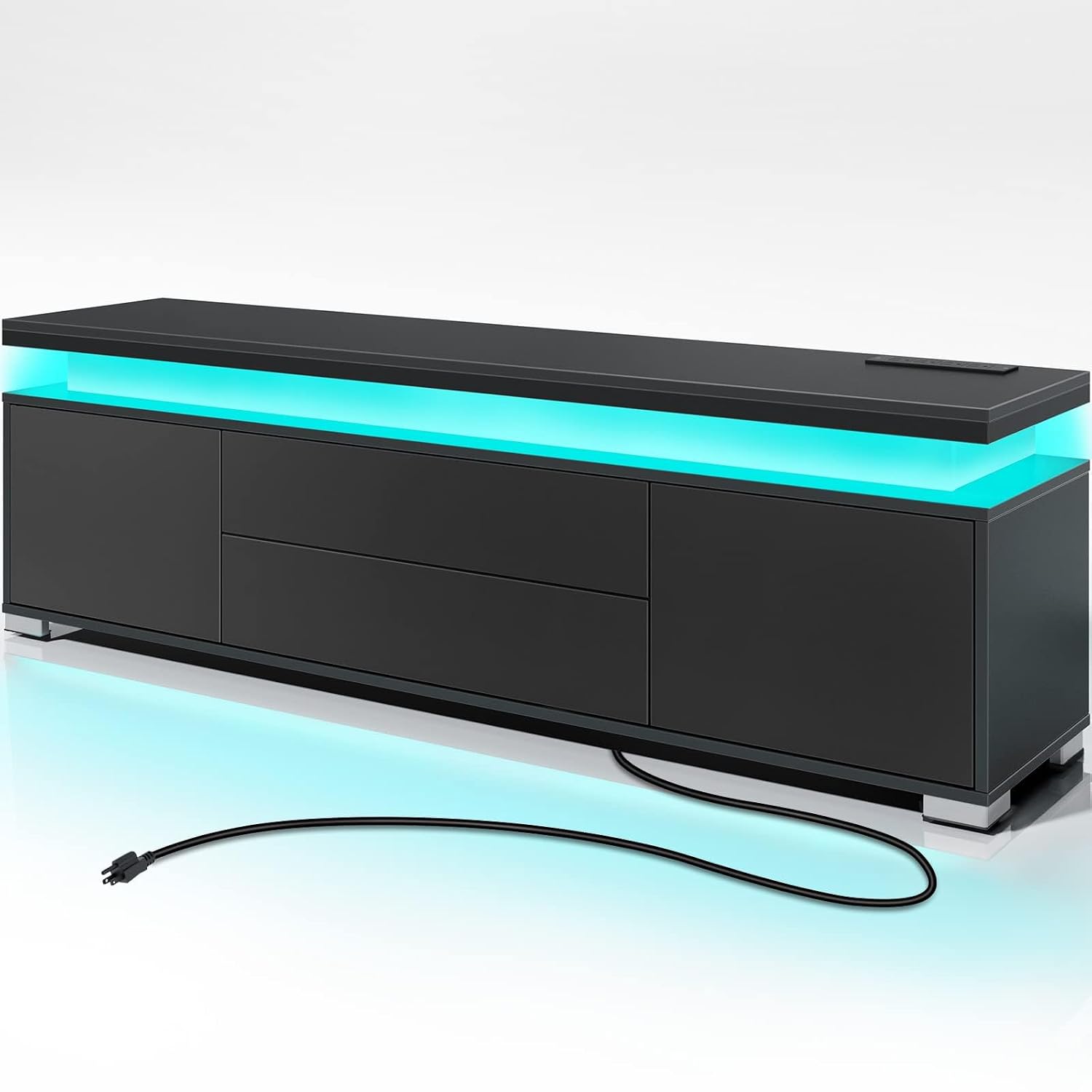 TV Stand with Power Outlet & L - Gaming Console Entertainment Center ulasan dan harga