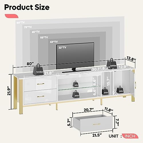TV Stand for 75/80/85 inch TVs - Gaming Console Entertainment Center ulasan dan harga